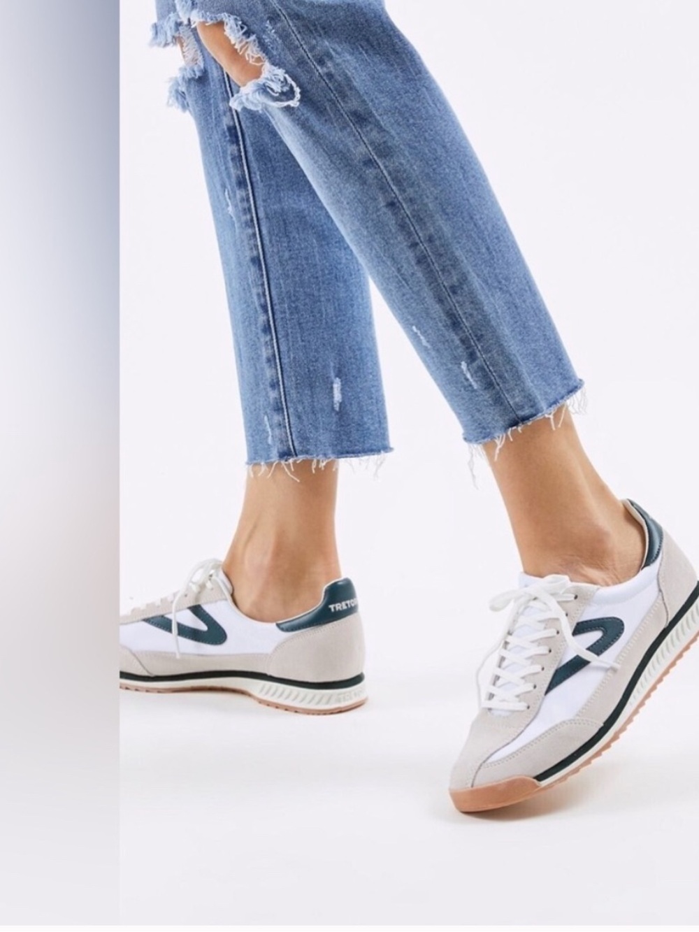 Tretorn White and Green Women’s Retro Sneakers